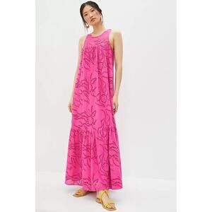 Antropologie Pink Eyelet Tiered Maxi Dress Wmns S Gender Reveal Wedding Guest
